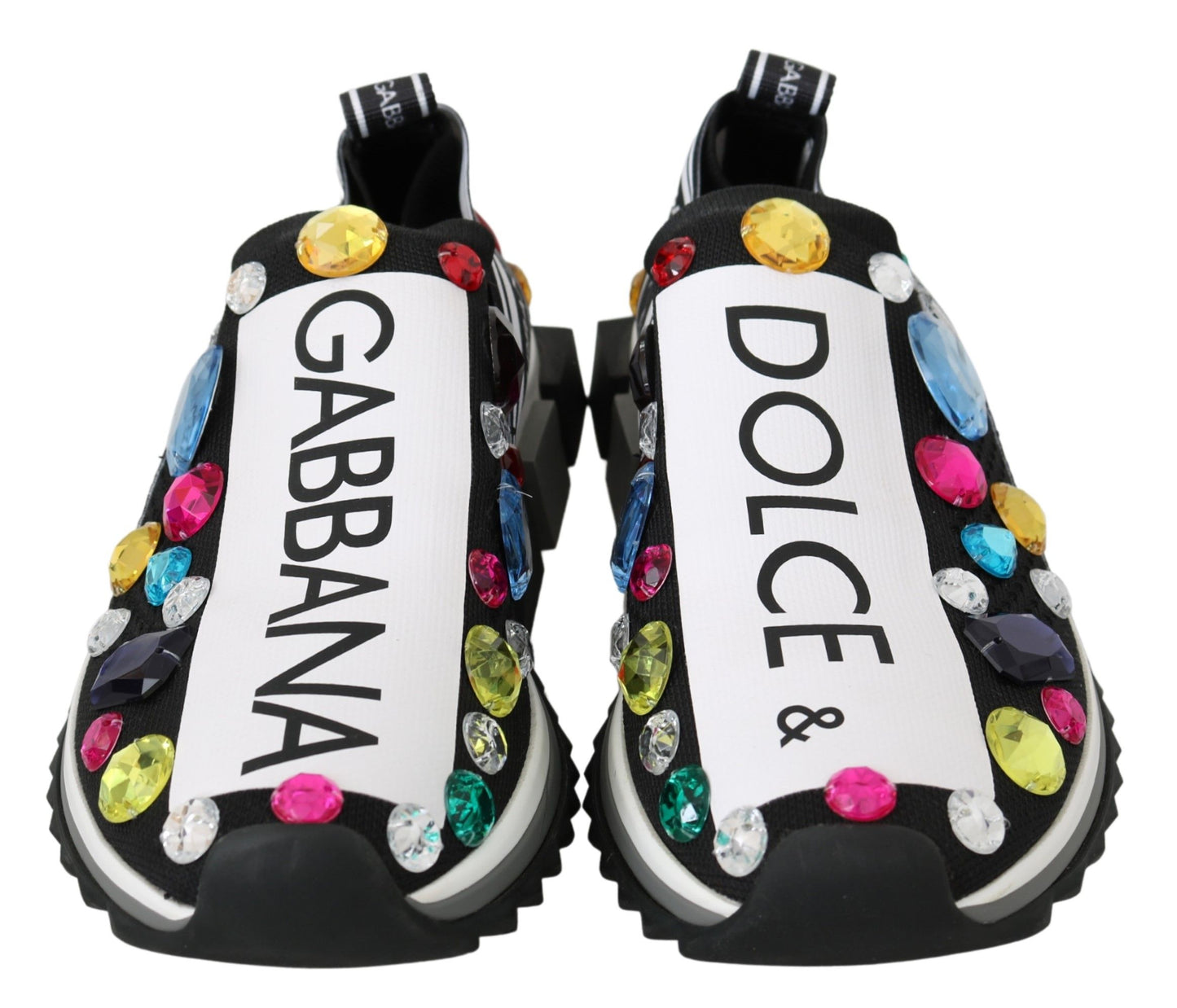 Dolce & Gabbana Black Multicolor Crystal Sneakers