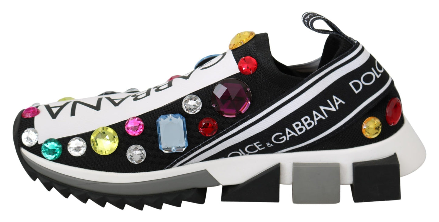 Dolce & Gabbana Black Multicolor Crystal Sneakers