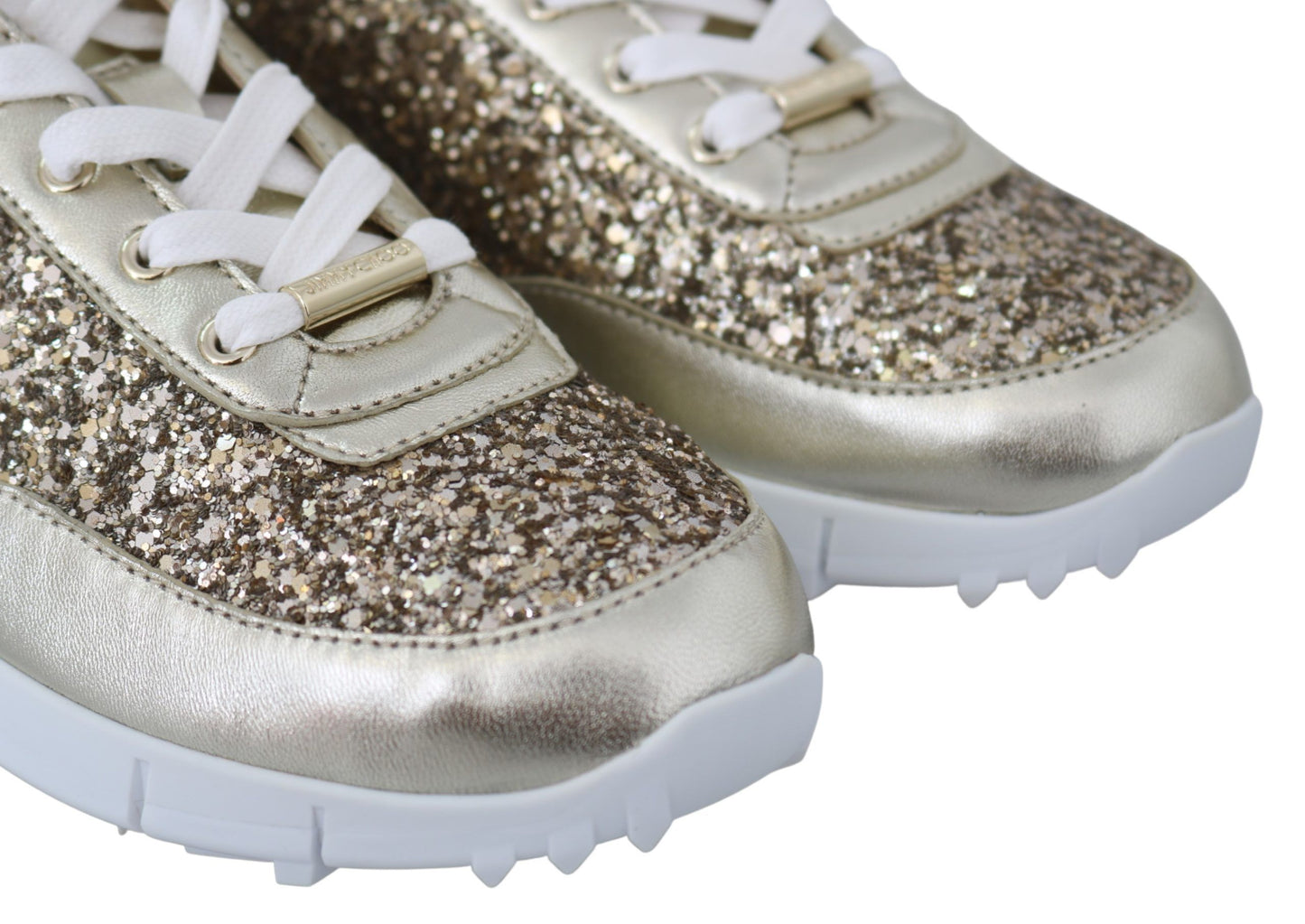 Antique Gold Glitter Leather Slip-On Sneakers