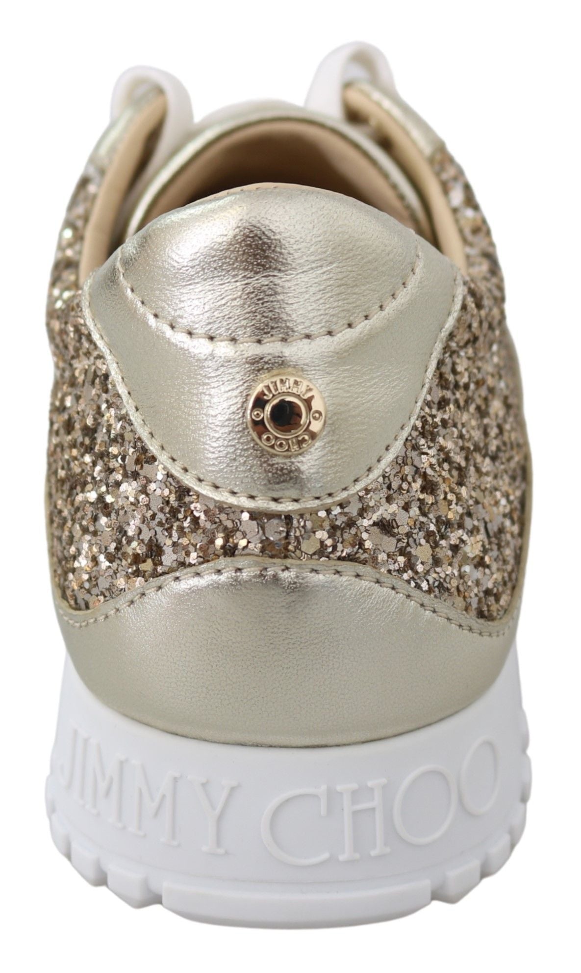 Antique Gold Glitter Leather Slip-On Sneakers
