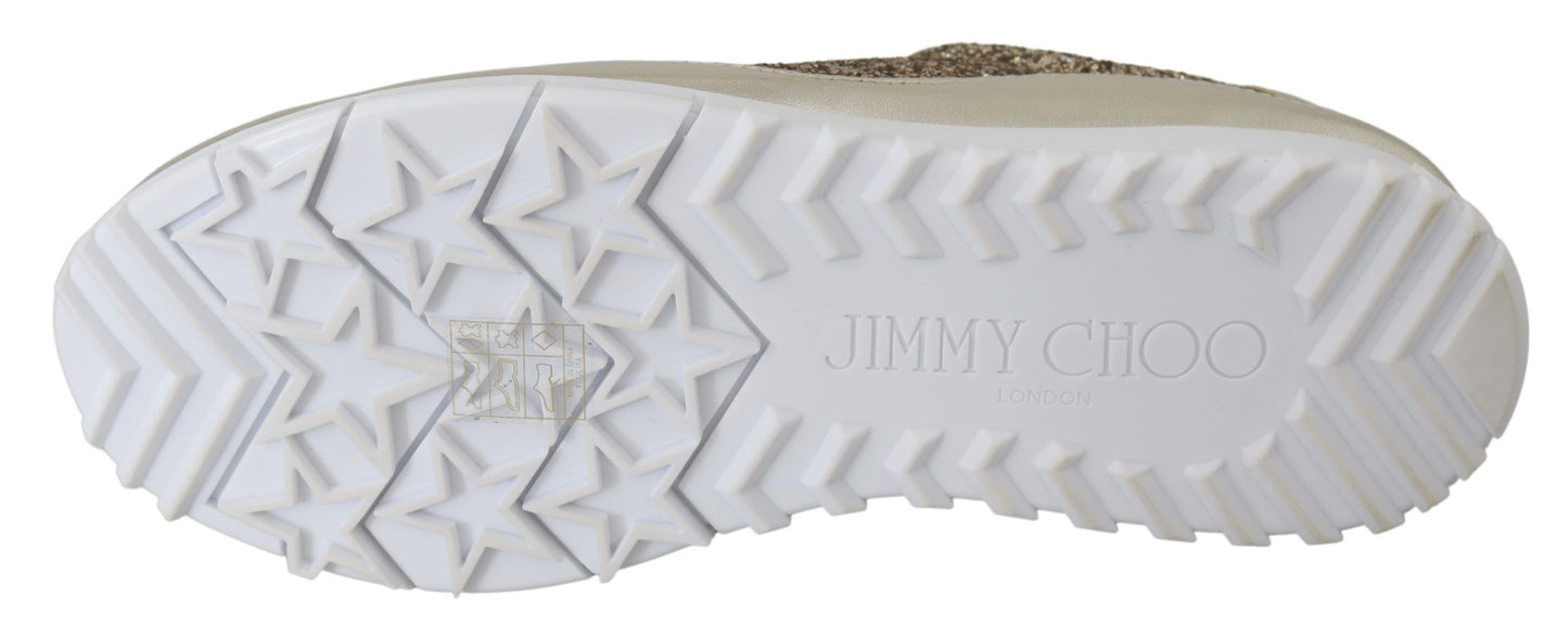 Antique Gold Glitter Leather Slip-On Sneakers