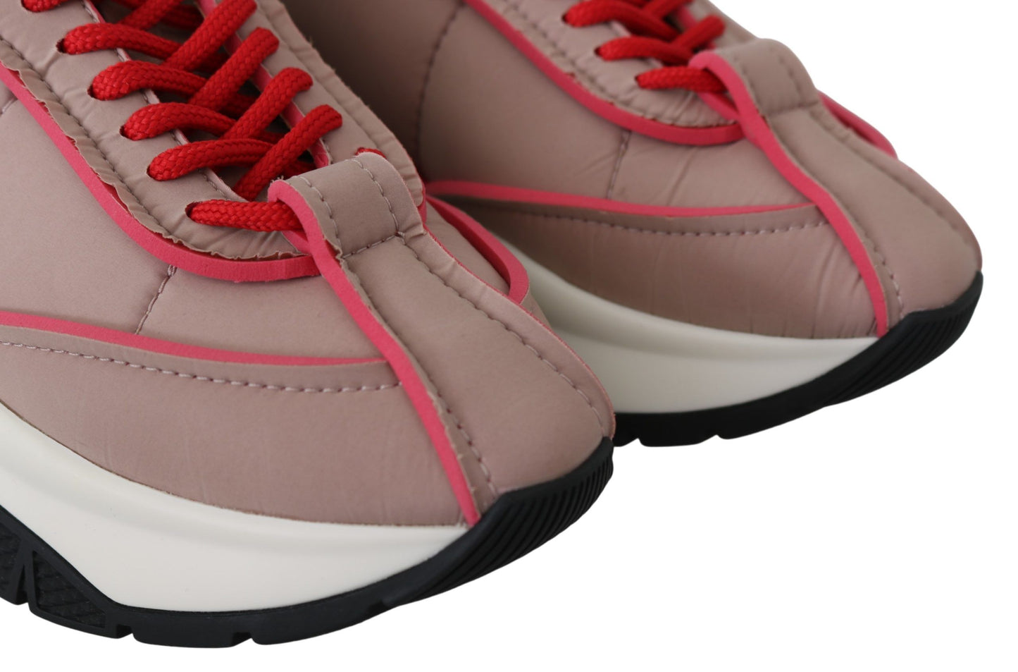Ballet Pink Padded Nylon Sneakers with Red Accents