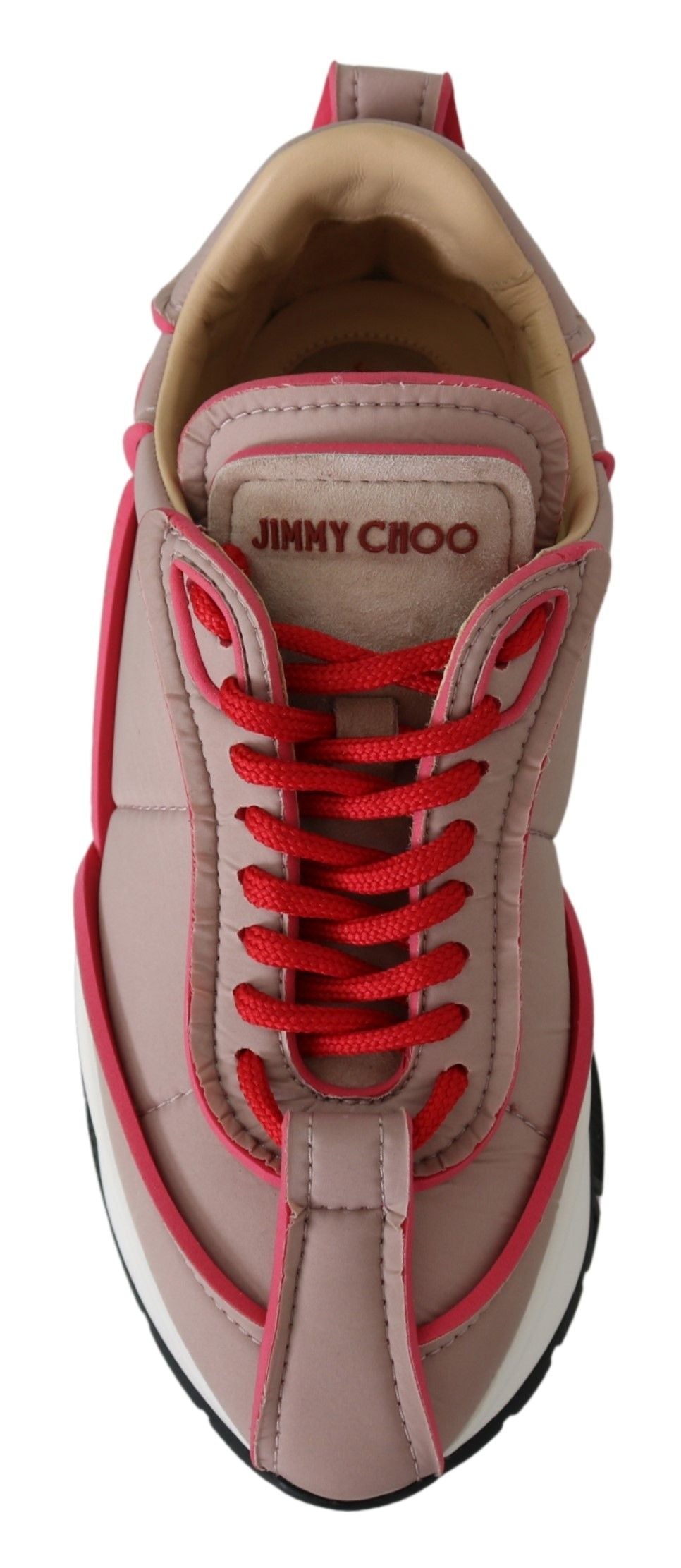 Ballet Pink Padded Nylon Sneakers with Red Accents