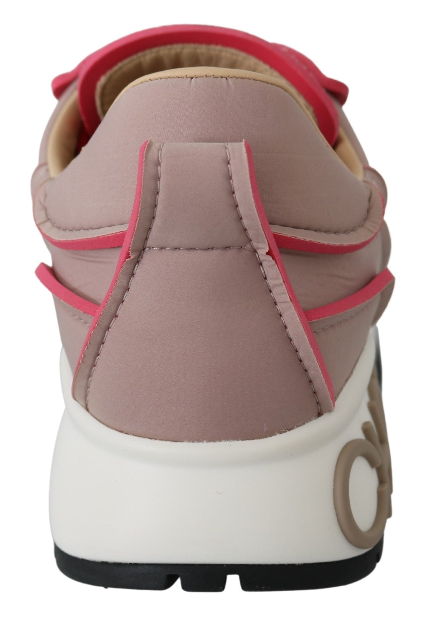 Ballet Pink Padded Nylon Sneakers with Red Accents