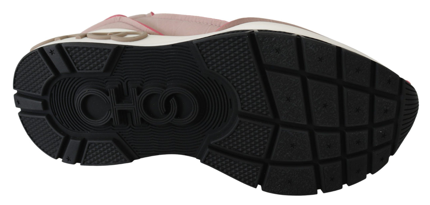 Ballet Pink Padded Nylon Sneakers with Red Accents