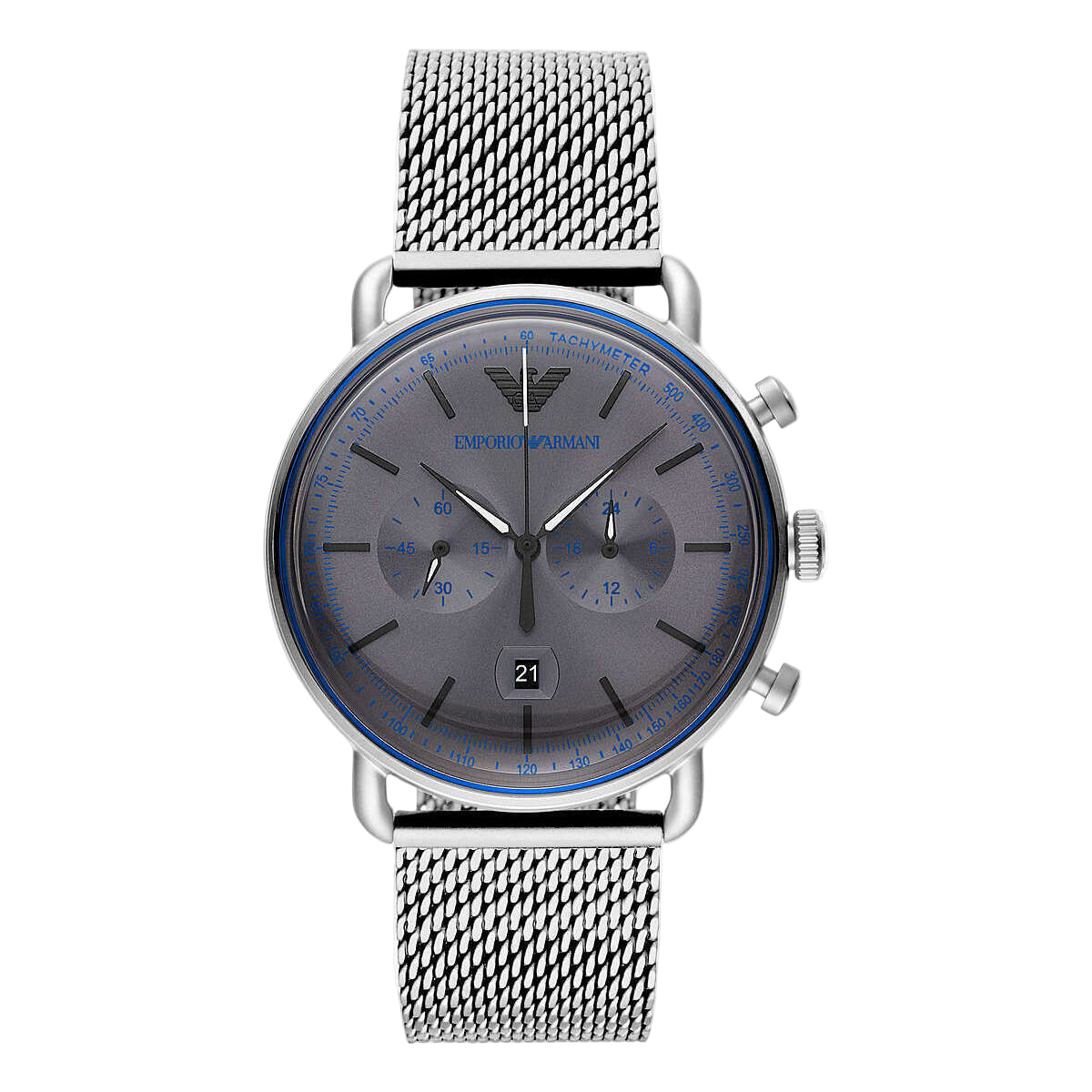 Sophisticated Silver Steel Chronograph Watch