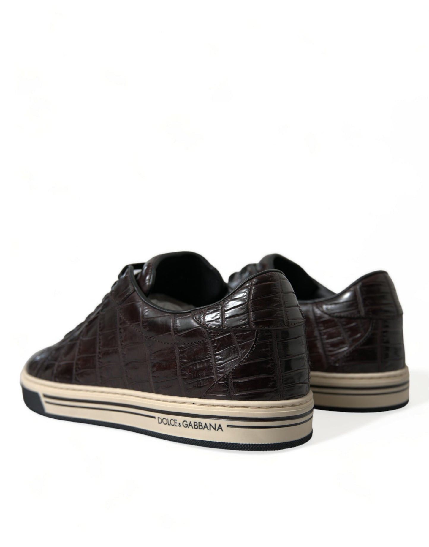 Dolce & Gabbana Brown Crocodile Exotic Leather Men's Casual Sneakers