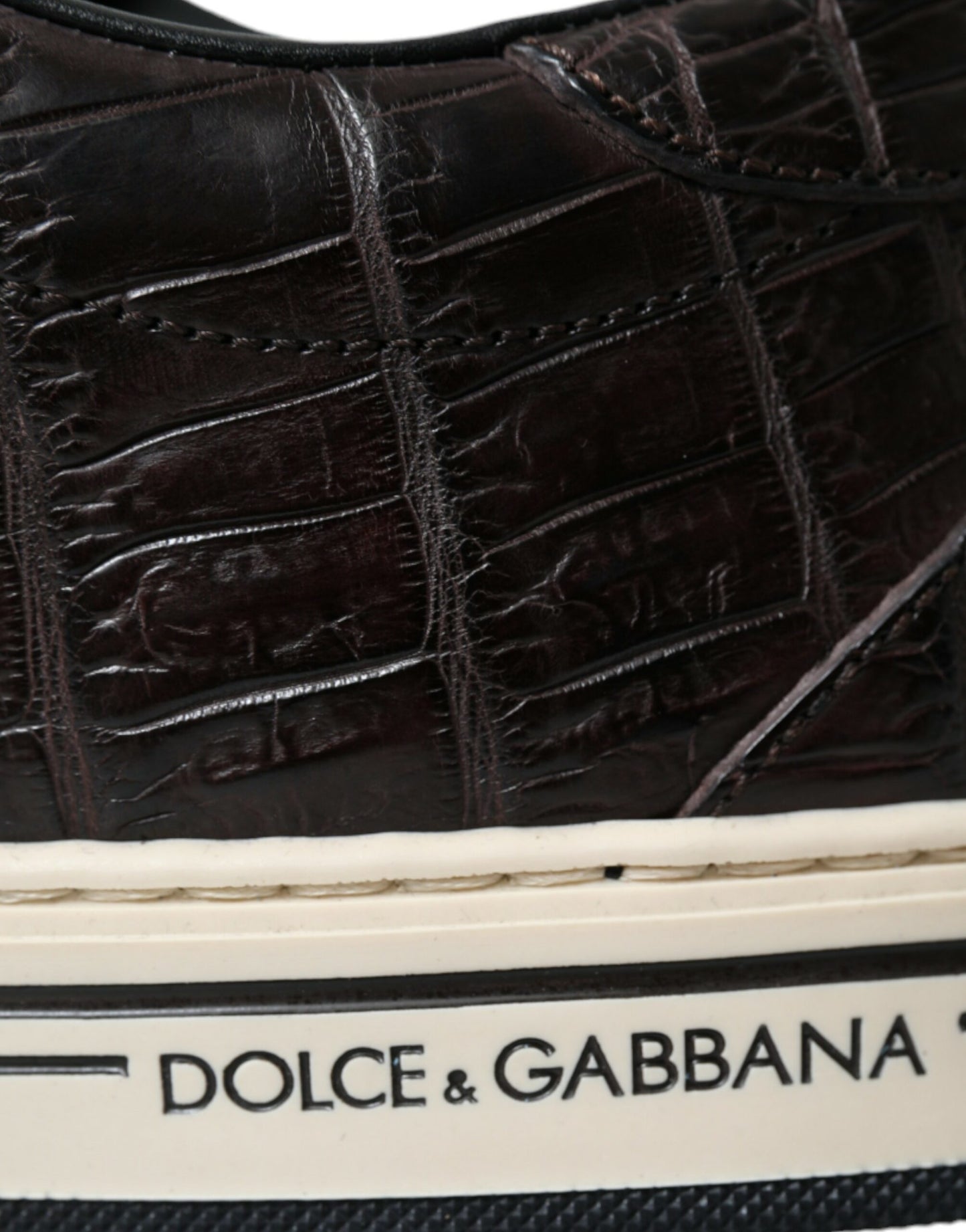 Dolce & Gabbana Brown Crocodile Exotic Leather Men's Casual Sneakers