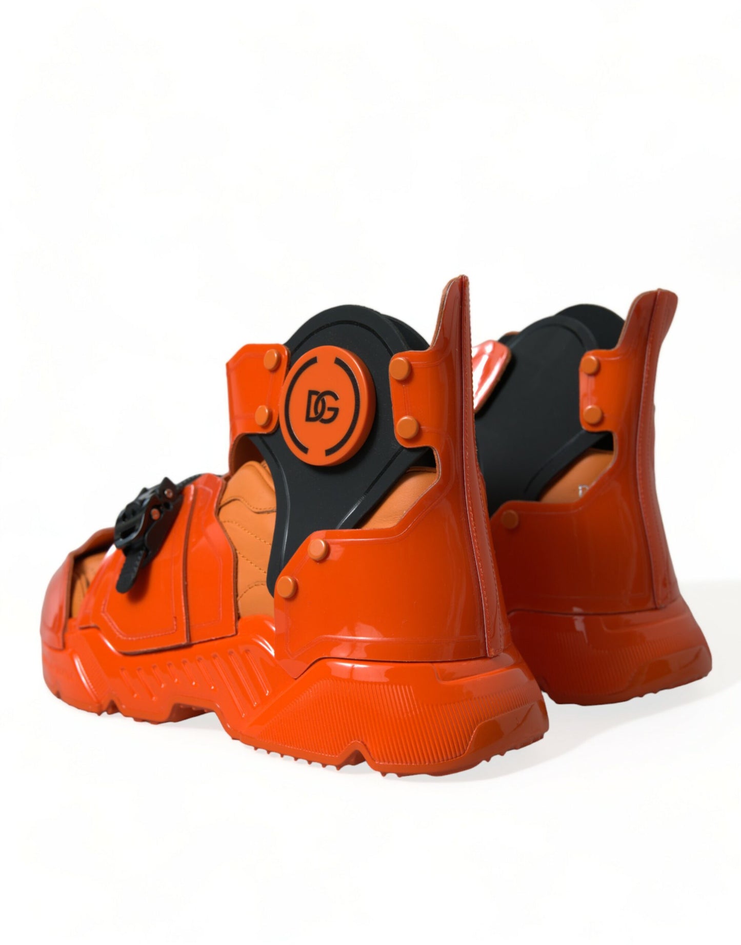 Dolce & Gabbana Orange Multi-Panel Chunky High-Top Sneakers