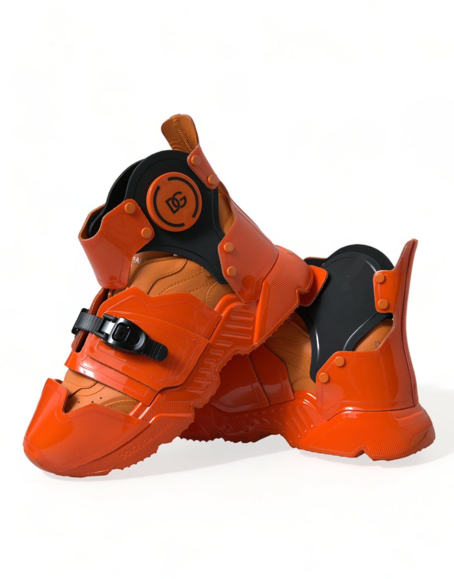 Dolce & Gabbana Orange Multi-Panel Chunky High-Top Sneakers