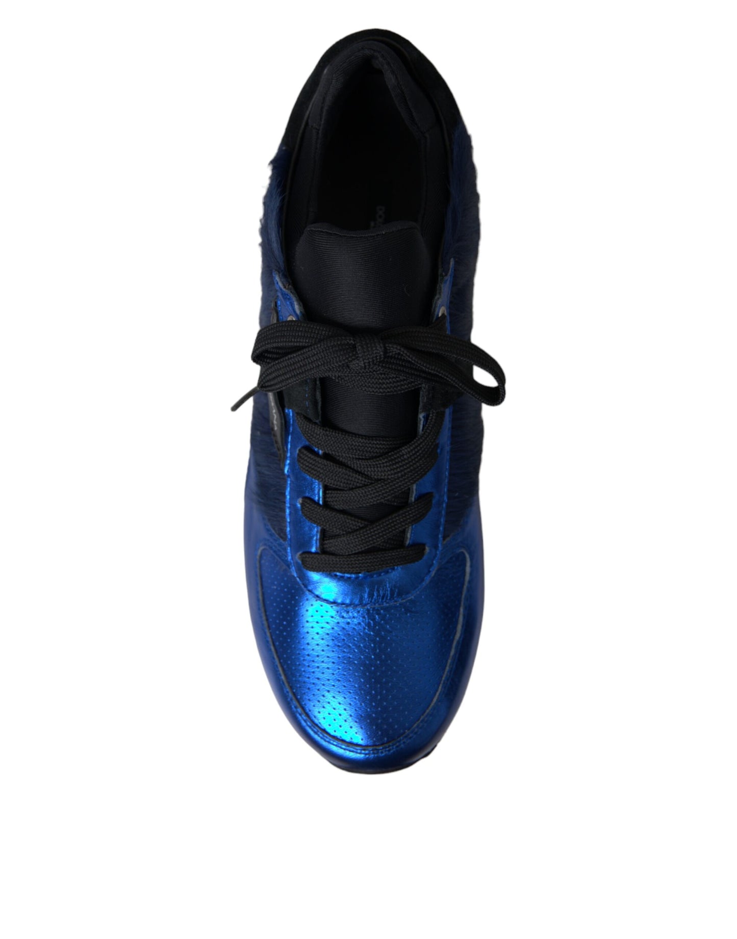 Dolce & Gabbana Blue and Black Calf Hair Leather Sneakers