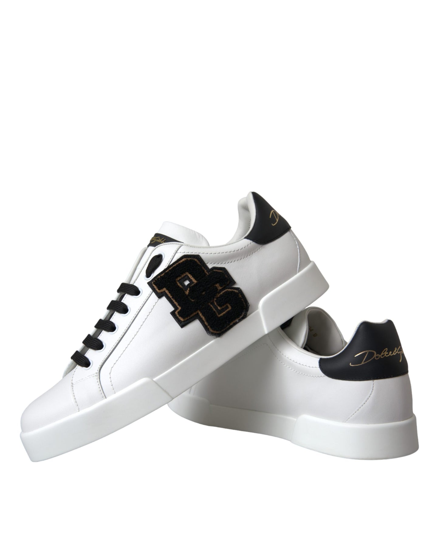 Dolce & Gabbana White Leather DG Logo Casual Low-Top Sneakers