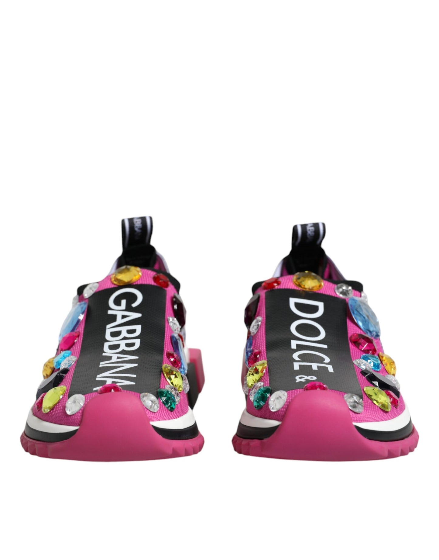 Crystal-Embellished Low Top Sneakers - Pink Techno Fabric
