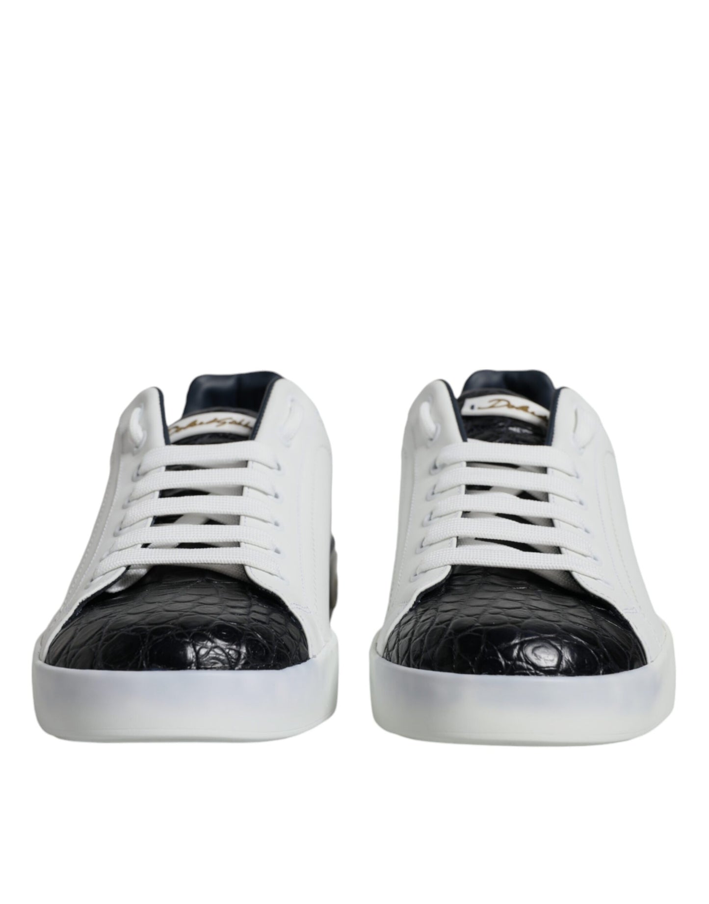 Dolce & Gabbana White Leather Logo Portofino Sneakers