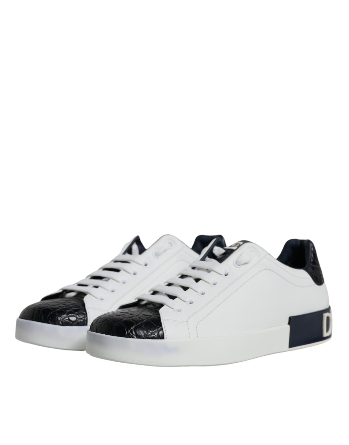 Dolce & Gabbana White Leather Logo Portofino Sneakers