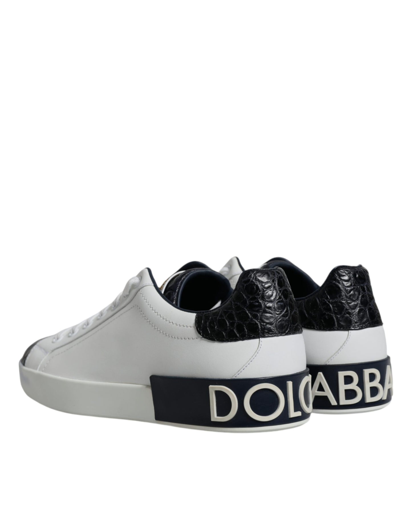 Dolce & Gabbana White Leather Logo Portofino Sneakers