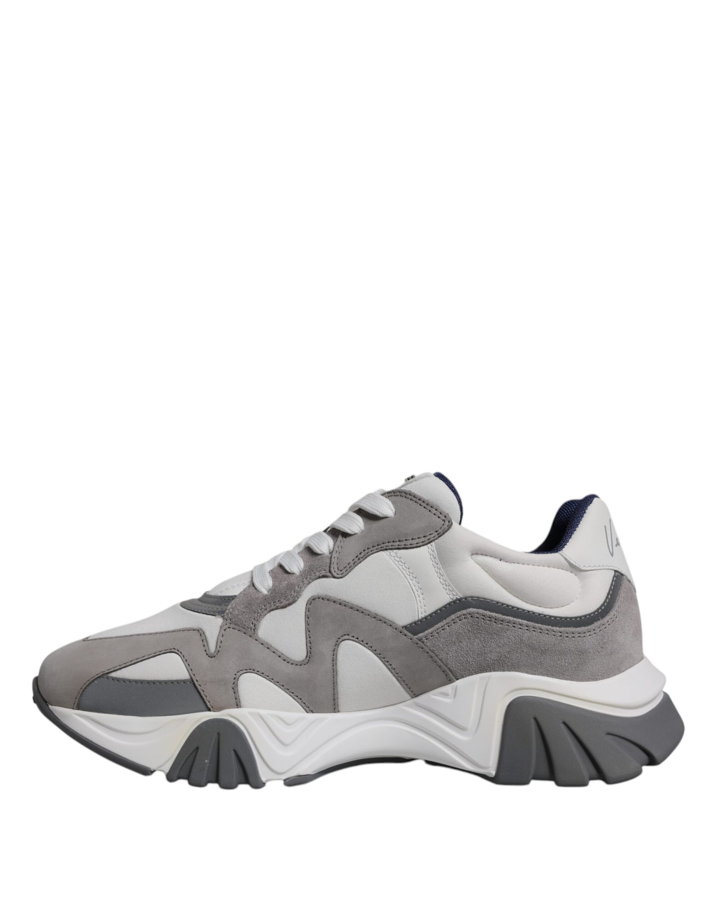 Versace Grey Leather Neoprene Chunky Low Top Squalo Sneakers