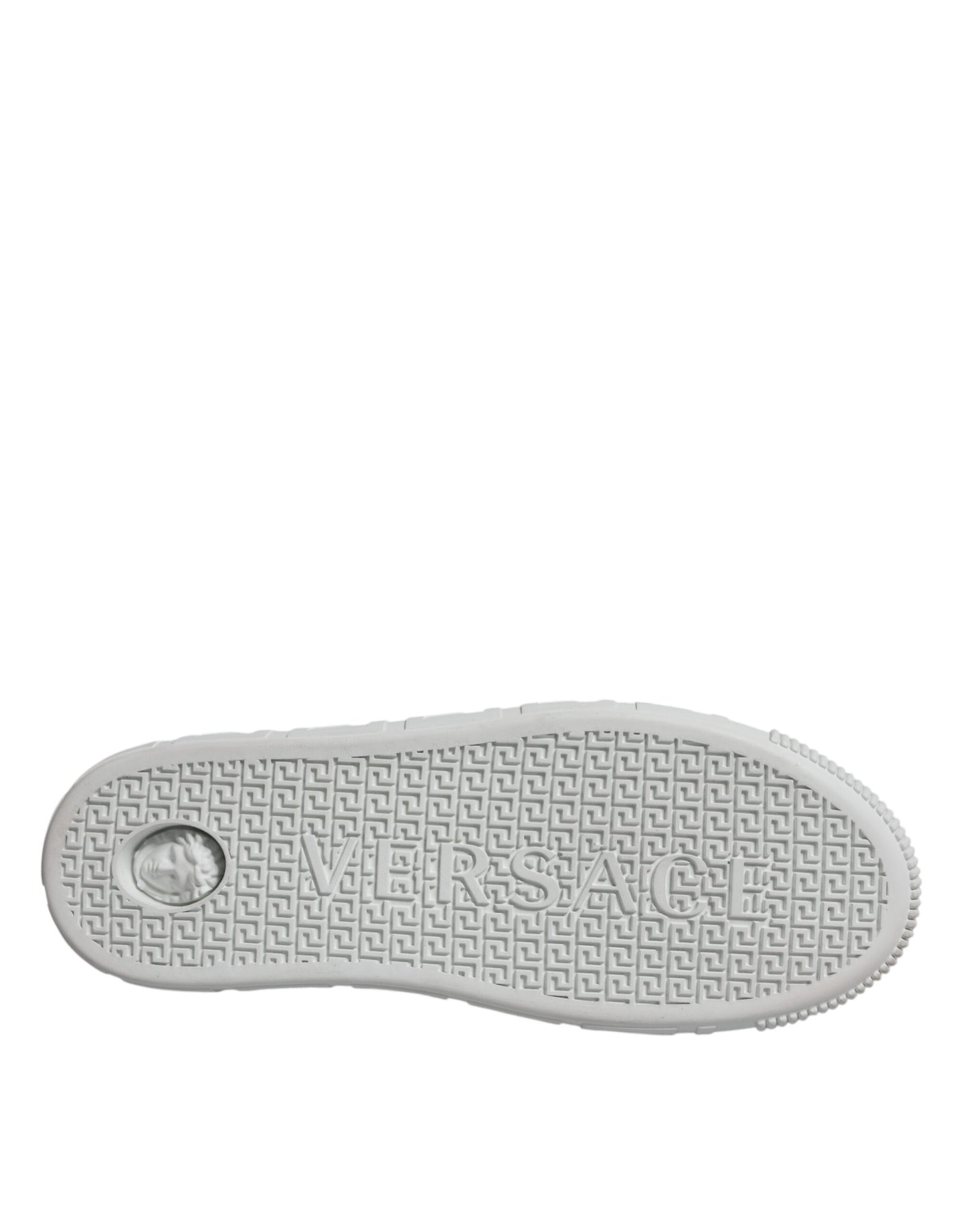 Versace White Pink Greca Print Platform Low Top Sneakers