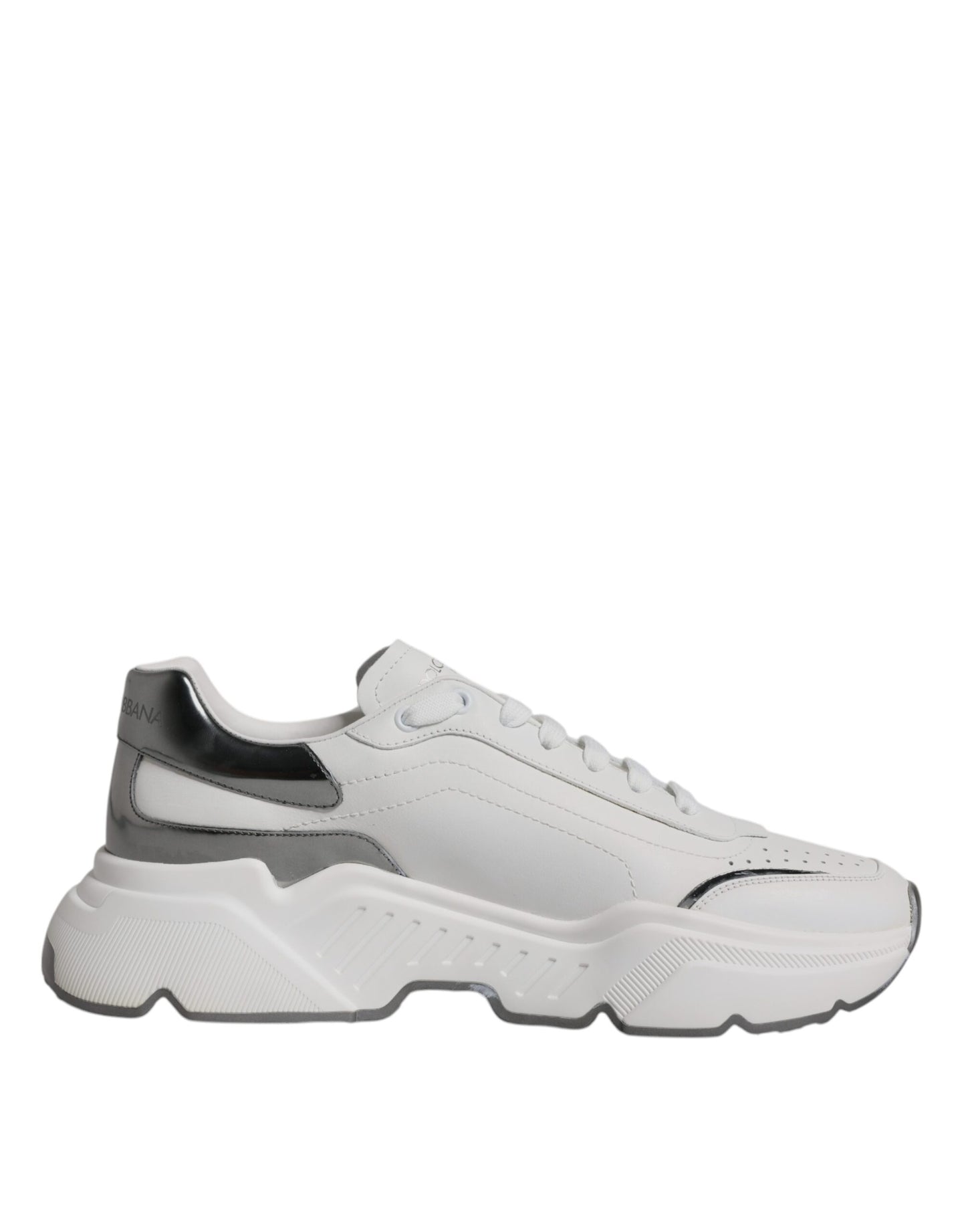 Dolce & Gabbana White Silver DAYMASTER Leather Sneakers