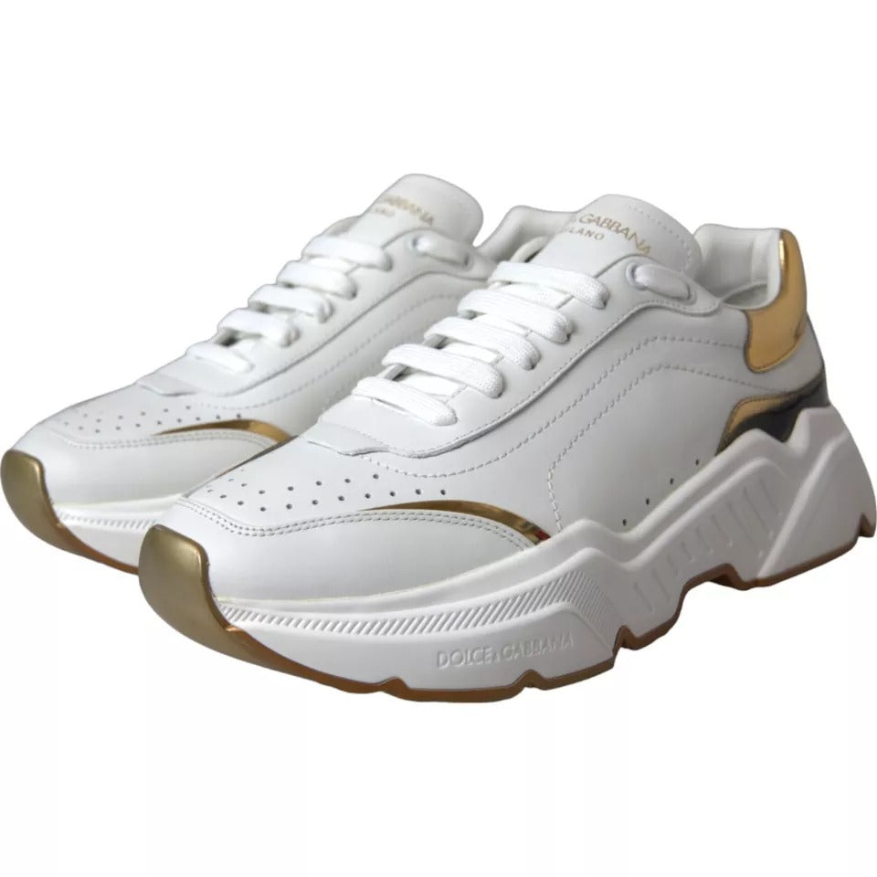 Dolce & Gabbana White Gold DAYMASTER Leather Sneakers Men's Shoes