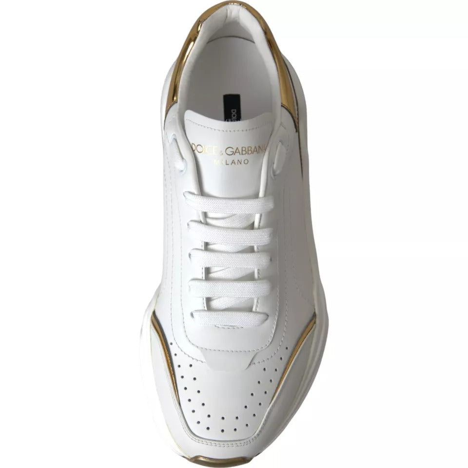 Dolce & Gabbana White Gold DAYMASTER Leather Sneakers Men's Shoes