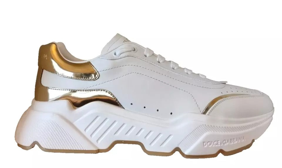 Dolce & Gabbana White Gold DAYMASTER Leather Sneakers Men's Shoes