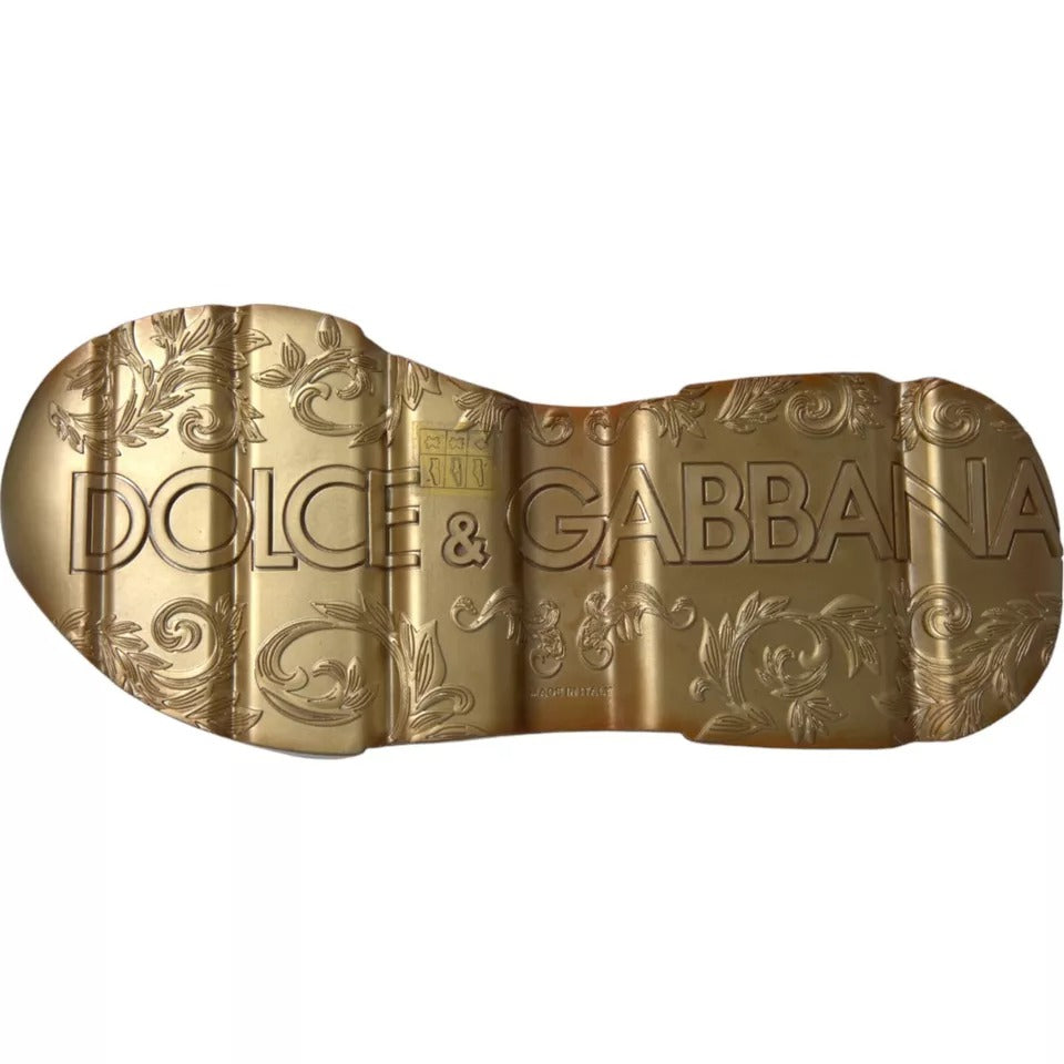 Dolce & Gabbana White Gold DAYMASTER Leather Sneakers Men's Shoes