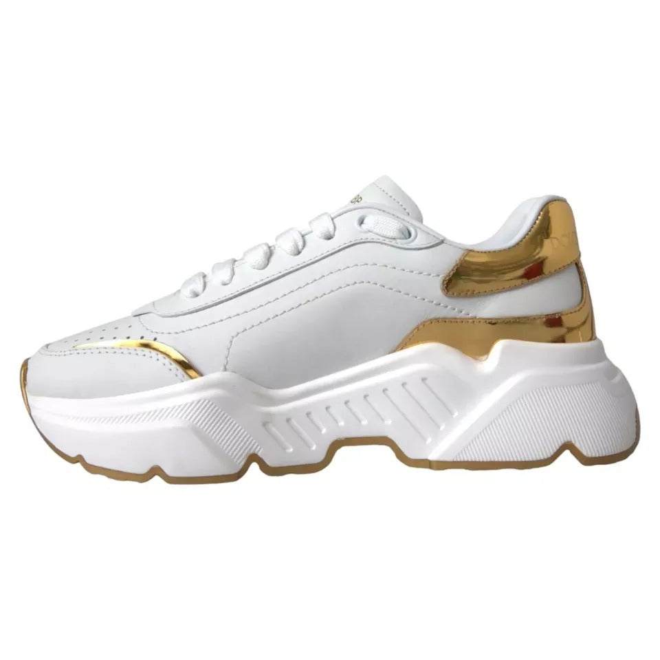 Dolce & Gabbana White Gold DAYMASTER Leather Sneakers Men's Shoes