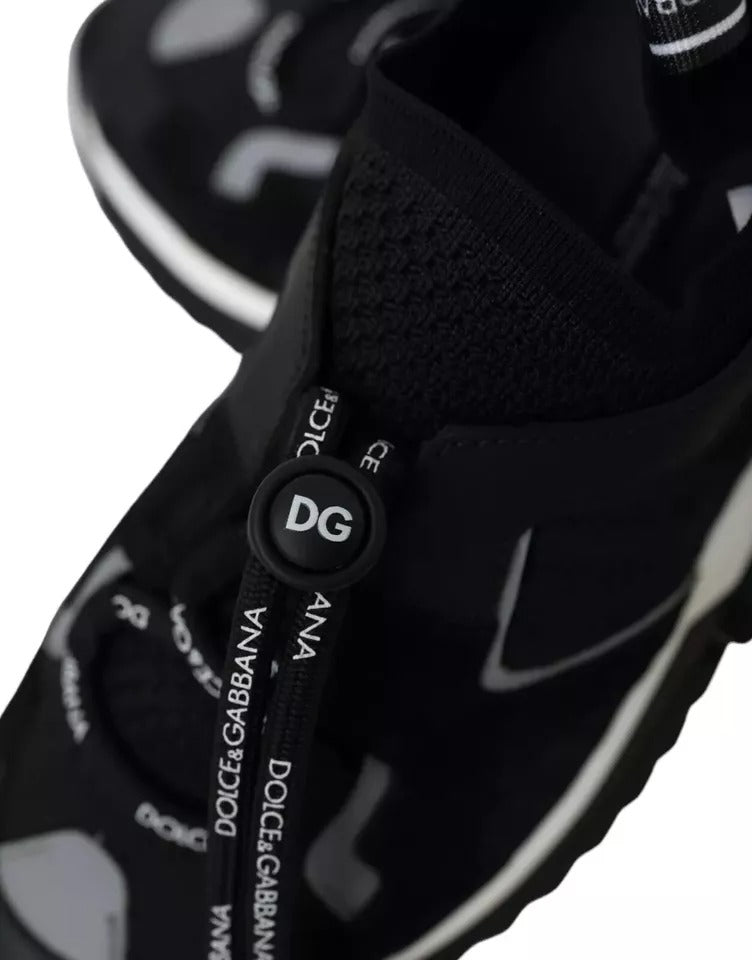 Dolce & Gabbana Black and White Logo Sorrento Men's Sneakers