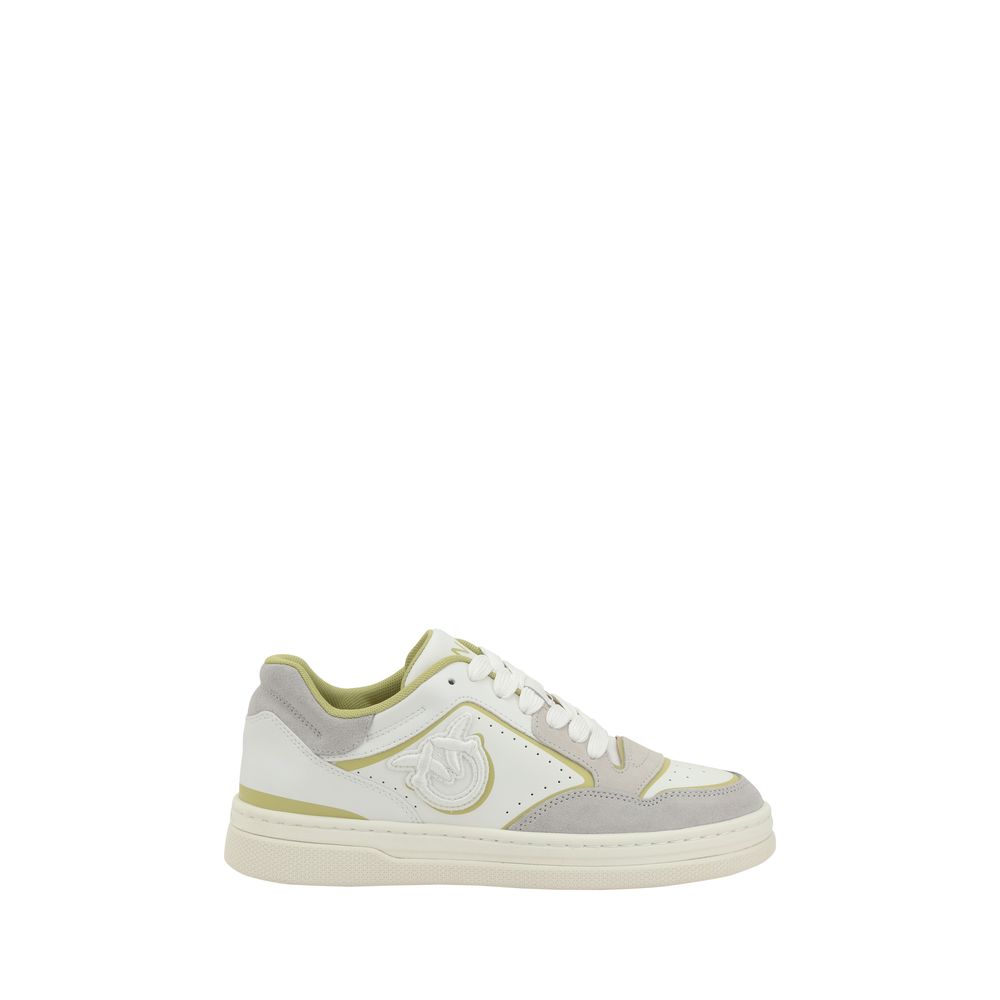 Leather Sneakers with Perforated Design - Women's Lace-Up Athletic Shoes