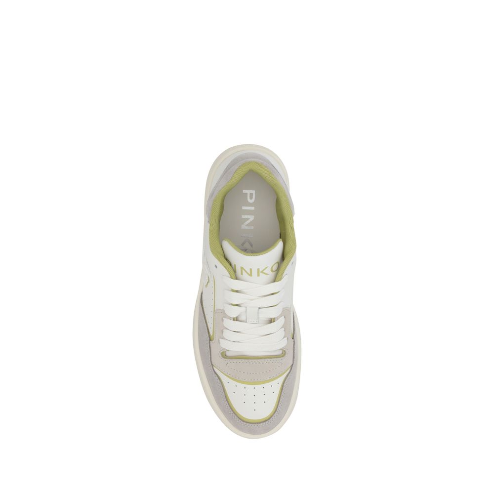 Leather Sneakers with Perforated Design - Women's Lace-Up Athletic Shoes