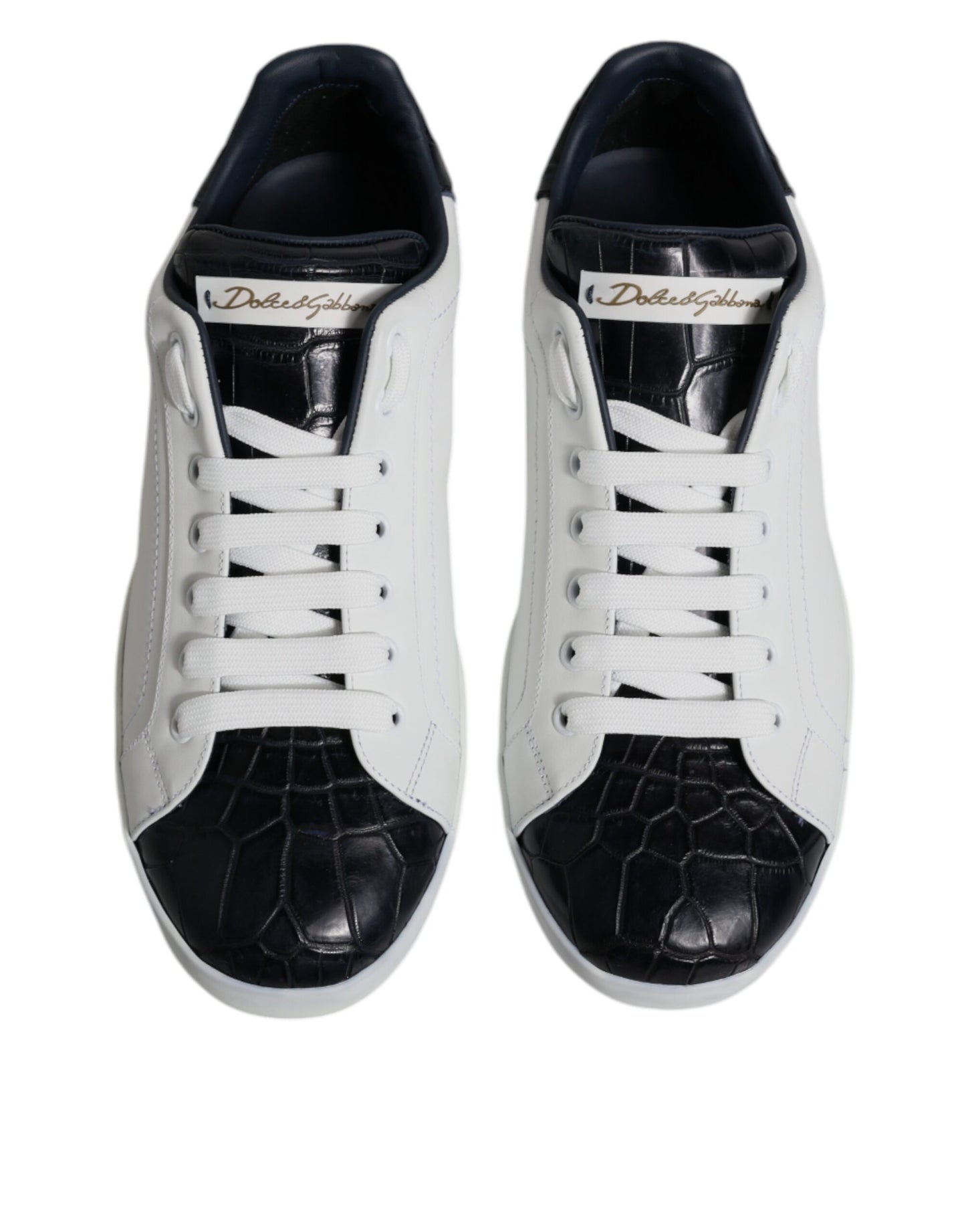 Dolce & Gabbana White and Black Leather Portofino Sneakers