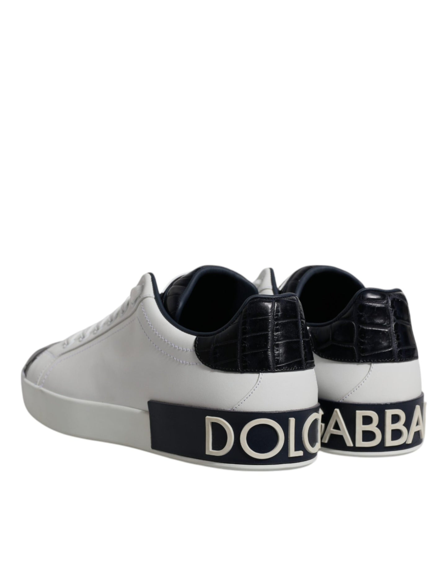 Dolce & Gabbana White and Black Leather Portofino Sneakers