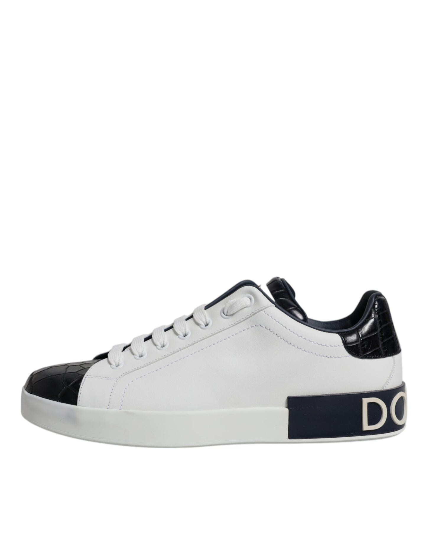 Dolce & Gabbana White and Black Leather Portofino Sneakers