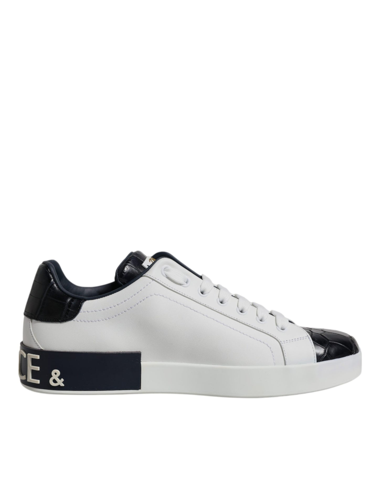 Dolce & Gabbana White and Black Leather Portofino Sneakers
