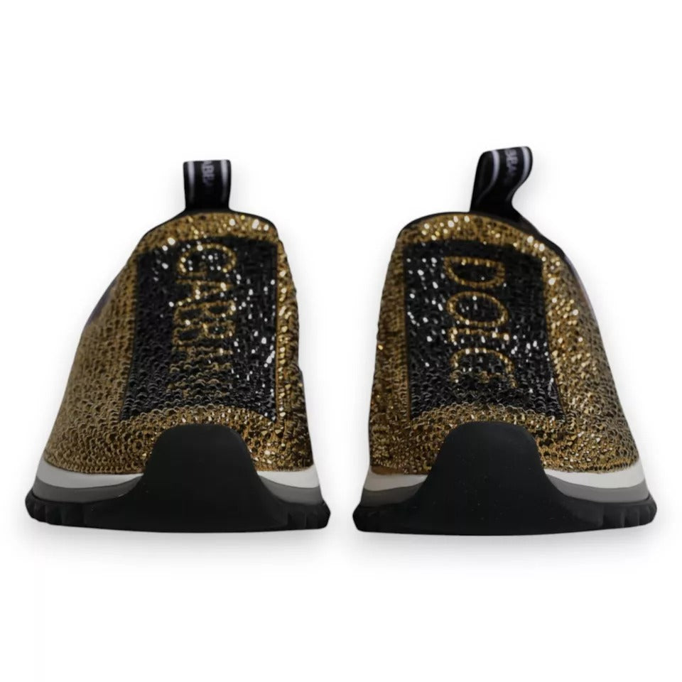 Dolce & Gabbana Sorrento Sneakers with Gold Rhinestones