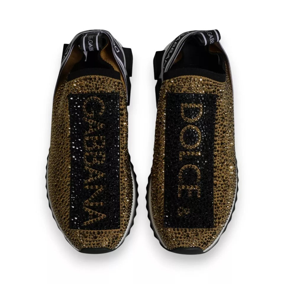 Dolce & Gabbana Sorrento Sneakers with Gold Rhinestones