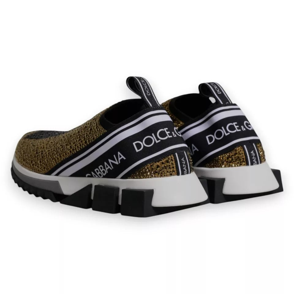 Dolce & Gabbana Sorrento Sneakers with Gold Rhinestones