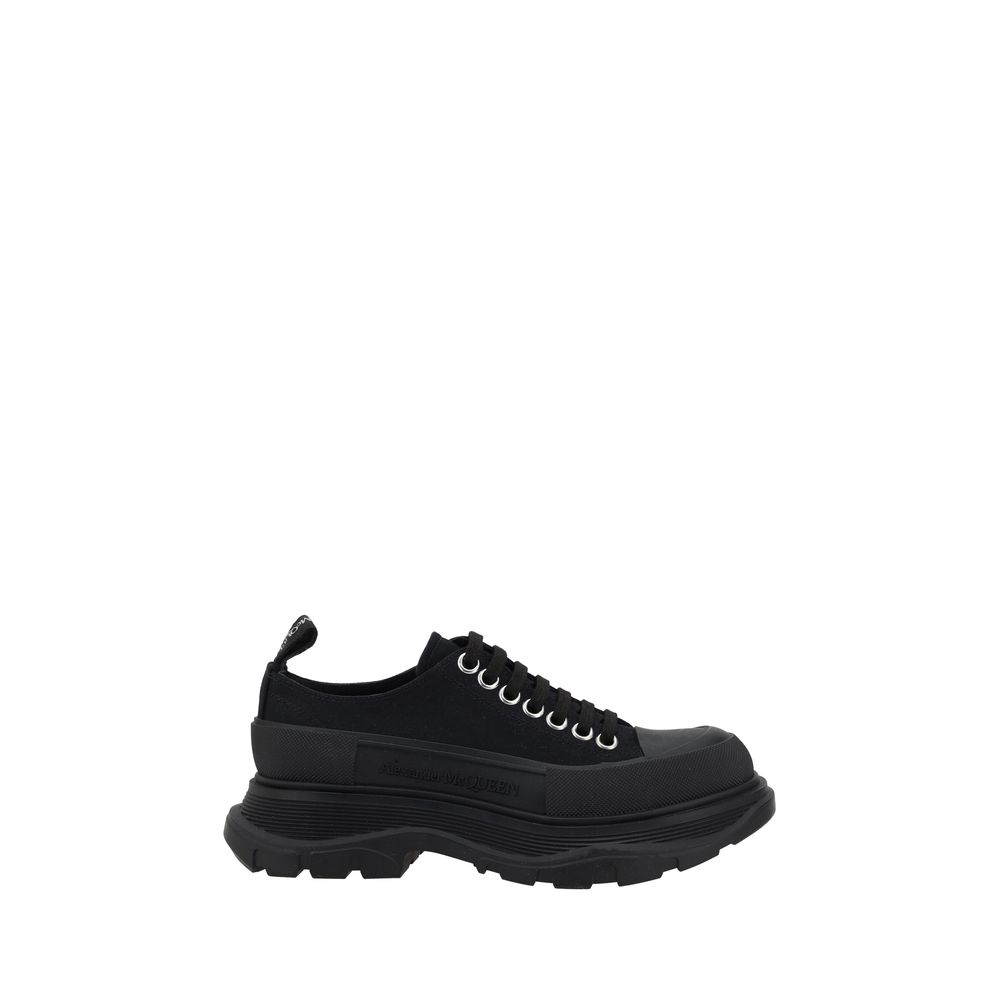 Cotton Tread Slick Platform Sneakers - Black
