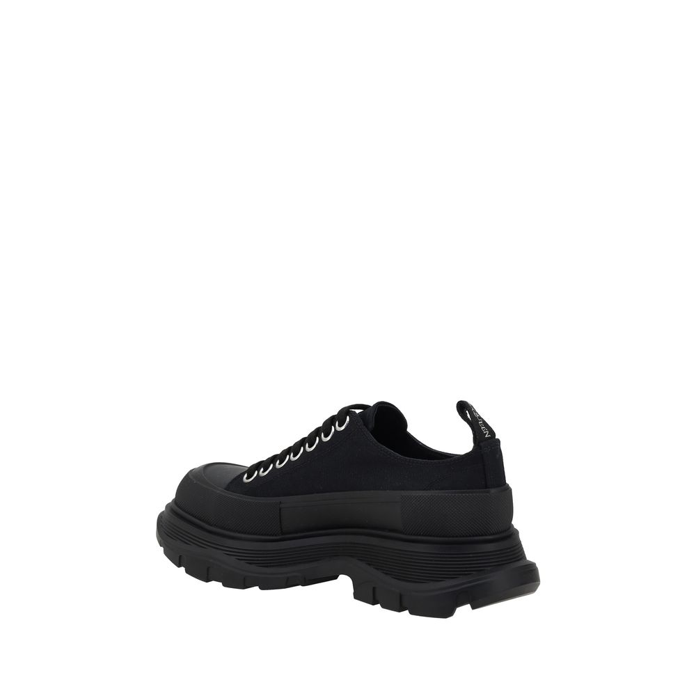 Cotton Tread Slick Platform Sneakers - Black