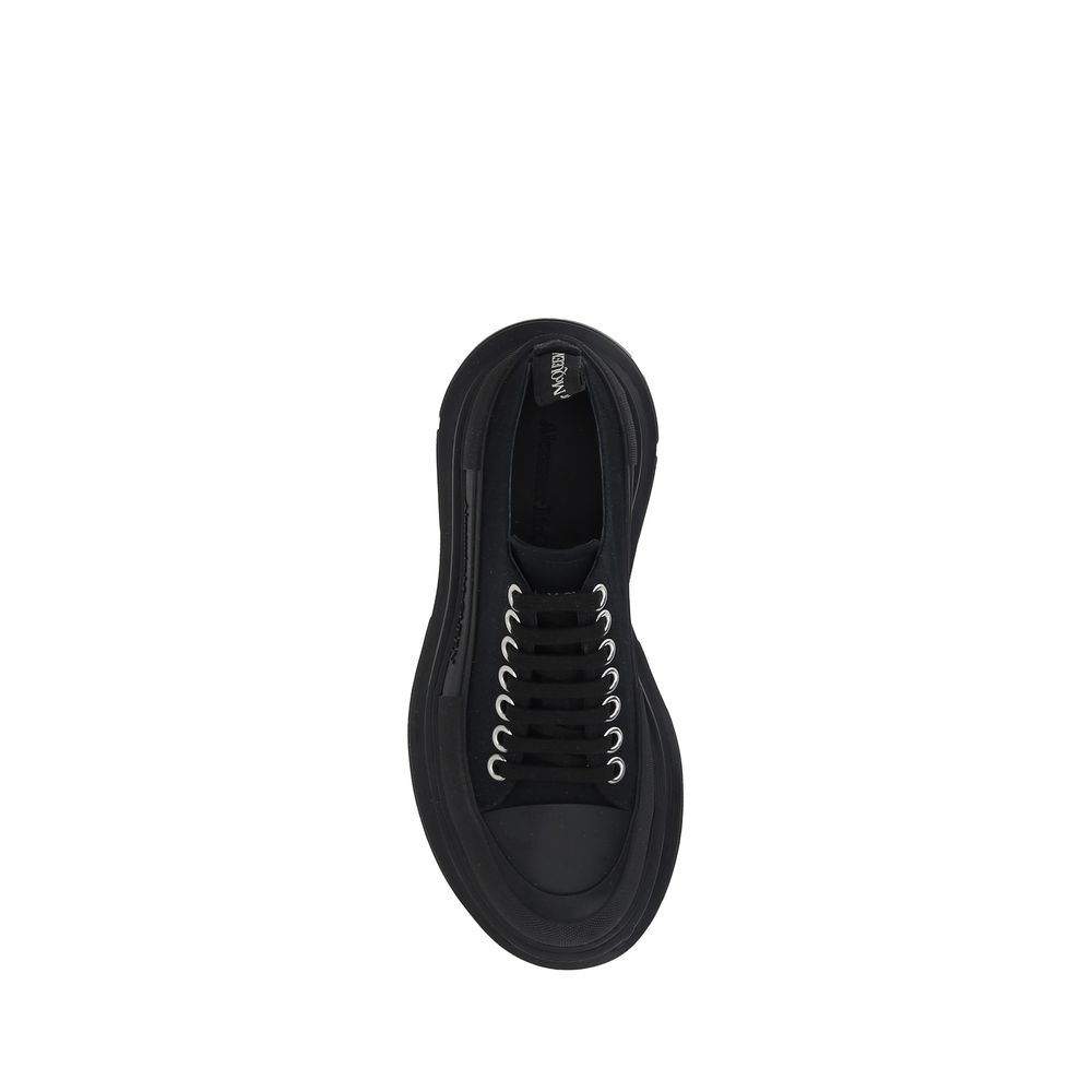 Cotton Tread Slick Platform Sneakers - Black
