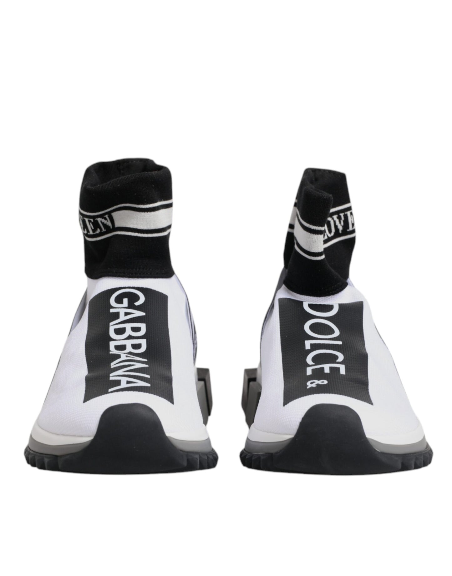 Dolce & Gabbana White and Black Sorrento Socks Sneakers