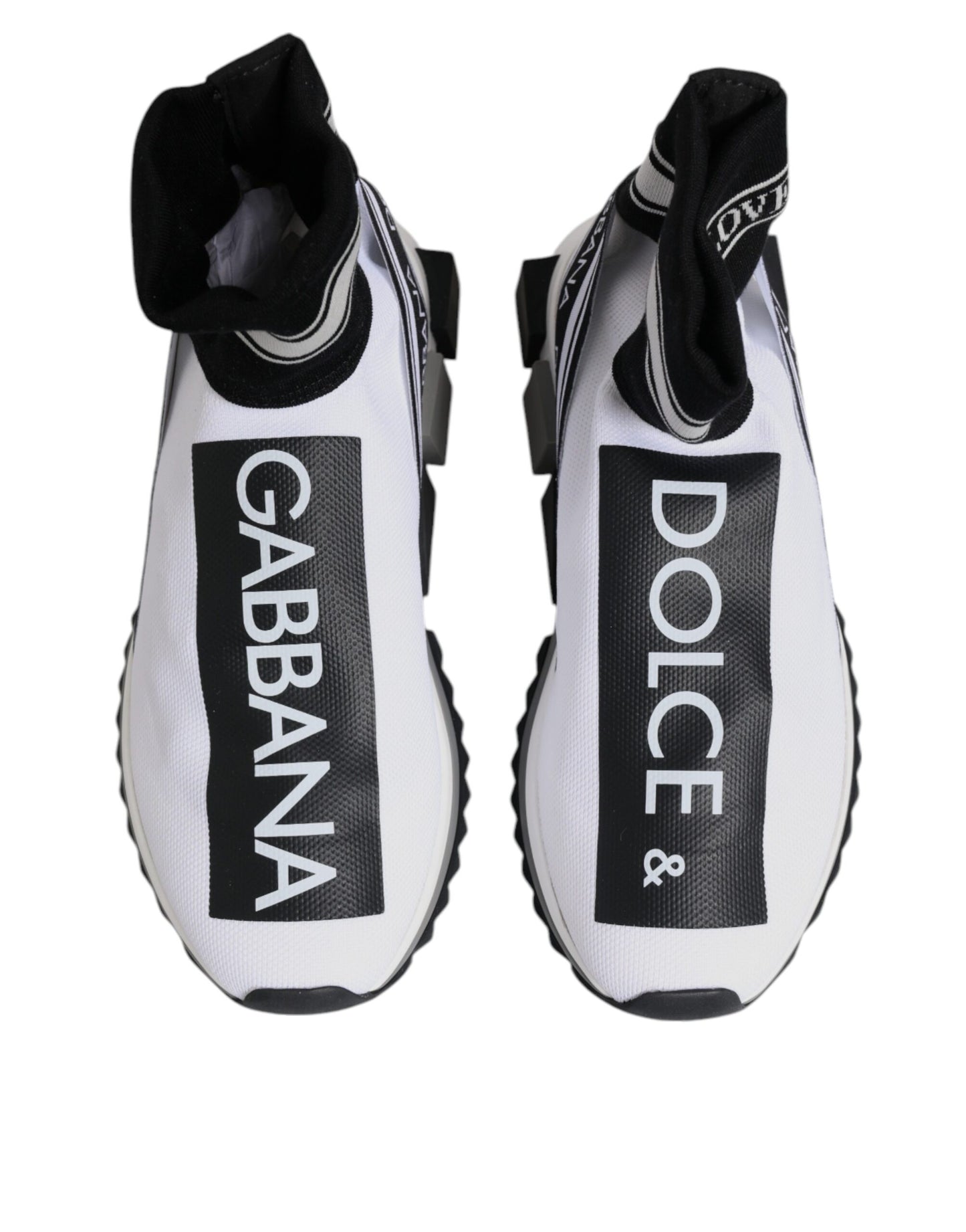 Dolce & Gabbana White and Black Sorrento Socks Sneakers