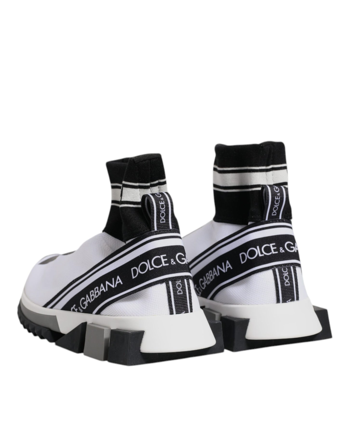 Dolce & Gabbana White and Black Sorrento Socks Sneakers
