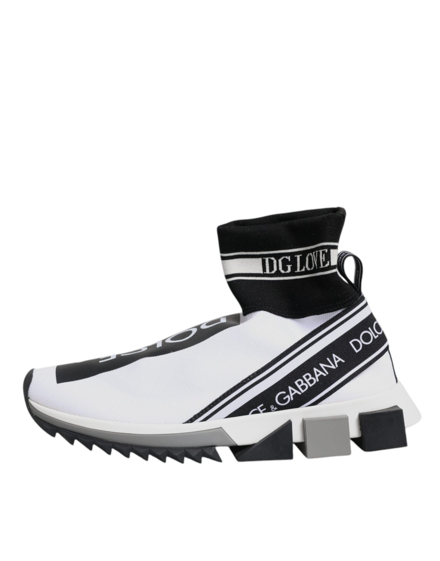 Dolce & Gabbana White and Black Sorrento Socks Sneakers