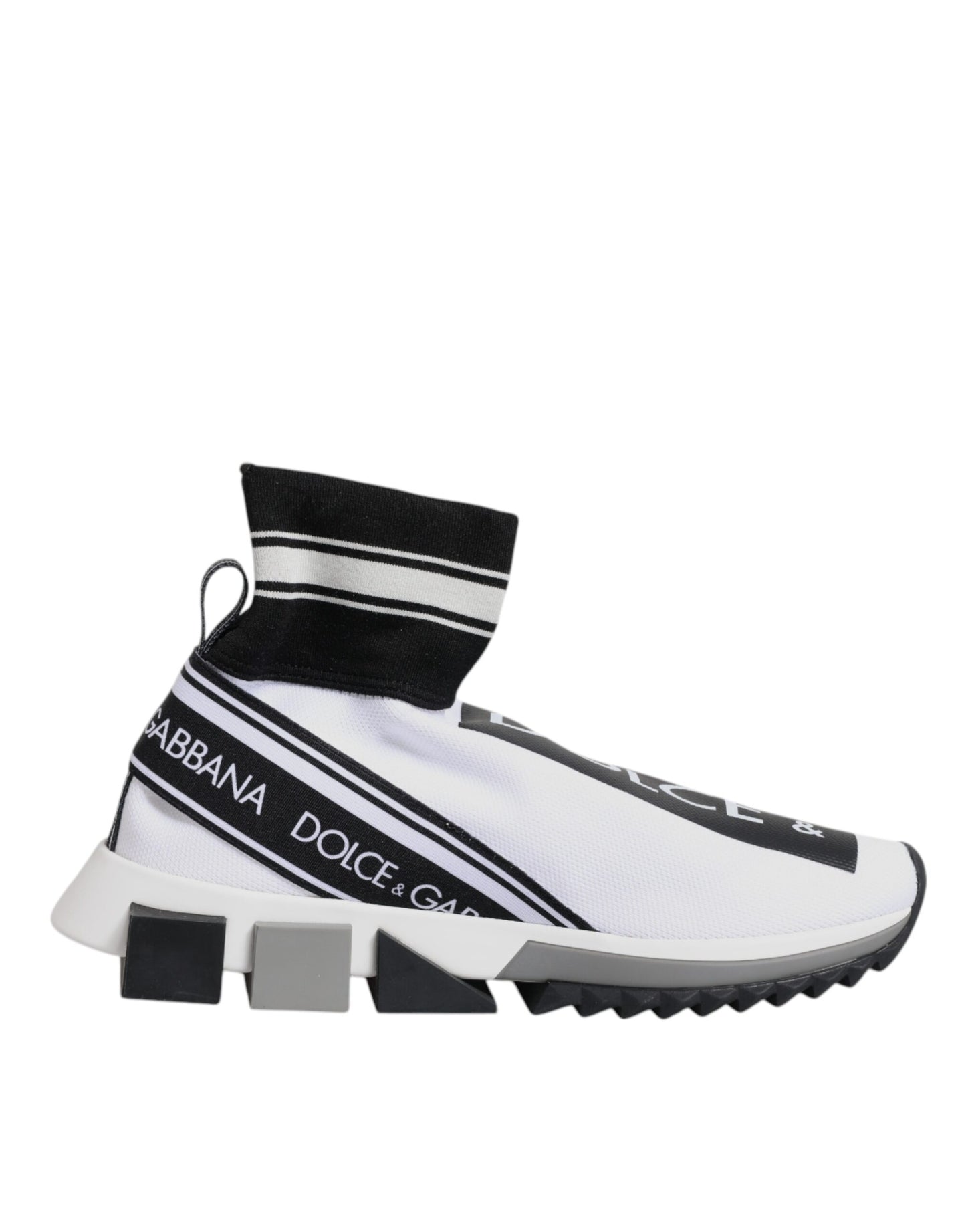 Dolce & Gabbana White and Black Sorrento Socks Sneakers