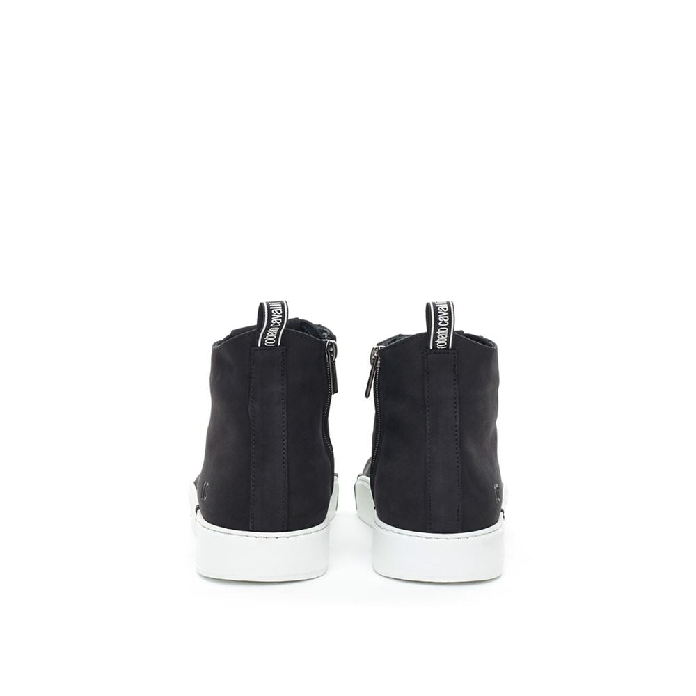 Italian Suede High-Top Sneakers - Premium Black Leather