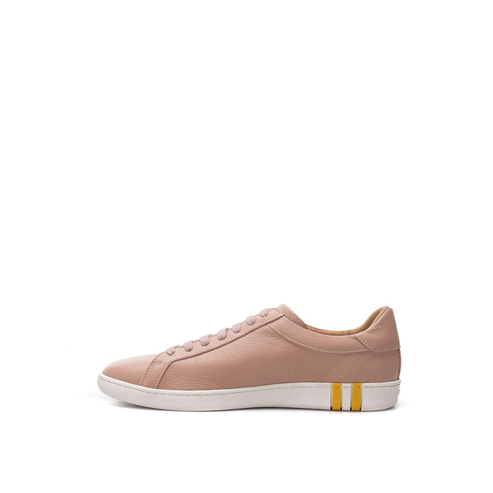 Elegant Pink Cotton Leather Sneakers - Premium Italian Craftsmanship