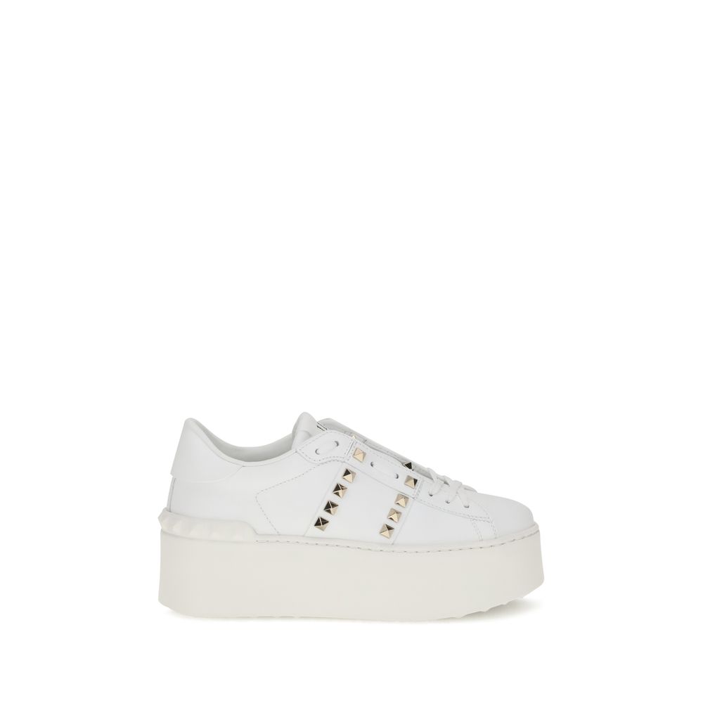 Rockstud Untitled Flatform Sneakers - Platinum Studded Calfskin Platform