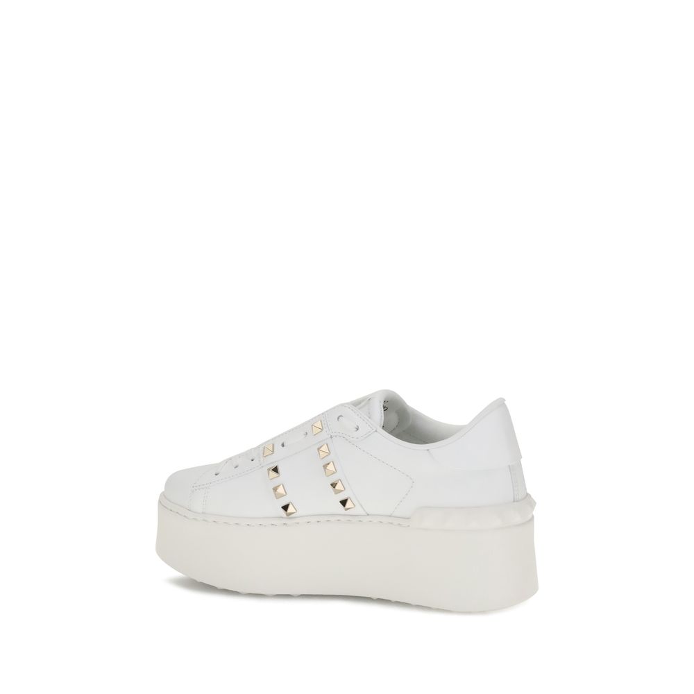 Rockstud Untitled Flatform Sneakers - Platinum Studded Calfskin Platform